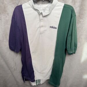 Adidas Equipment Colorblock Rugby Polo‎ Shirt Men's L Purple Green Soccer